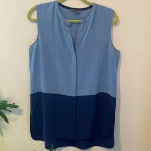 Vince Silk Blue Sleeveless Blouse